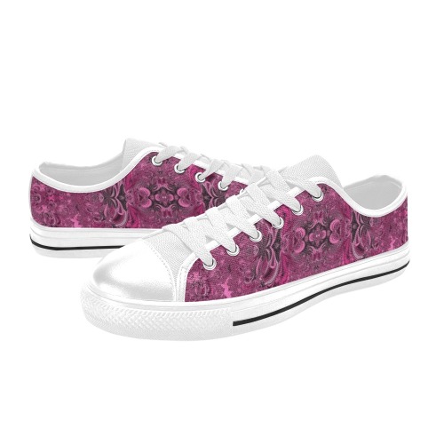 Pink Azalea Bushes Frost Fractal Women's Classic Canvas Shoes (Model 018)