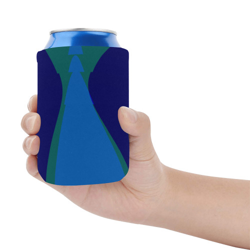 Dimensional Blue Abstract 915 Neoprene Can Cooler 4" x 2.7" dia.
