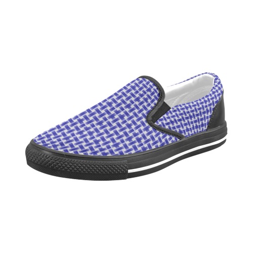 blue tile black Men's Slip-on Canvas Shoes (Model 019)
