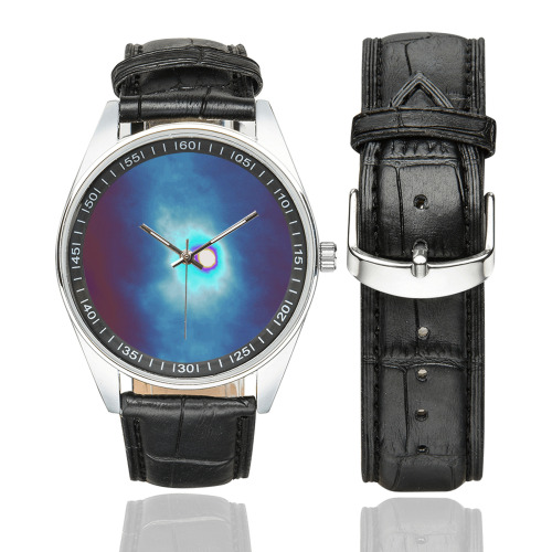 Dimensional Eclipse In The Multiverse 496222 Men's Casual Leather Strap Watch(Model 211)