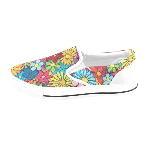 Hippy Flower Power Women's Slip-on Canvas Shoes (Model 019)