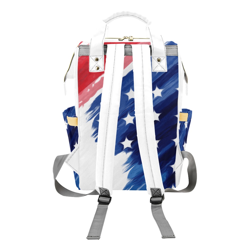 4th of July w/White Multi-Function Diaper Backpack/Diaper Bag (Model 1688)