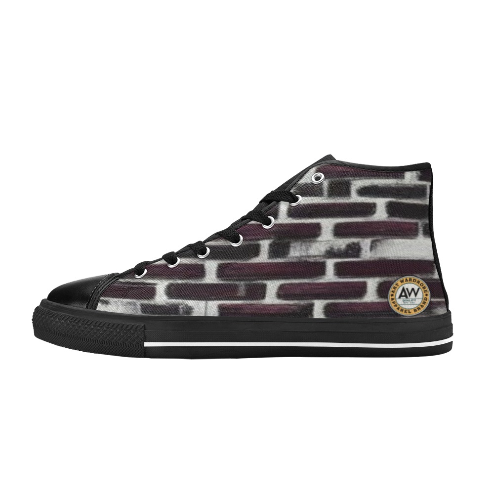 burgundy bricks Women's Classic High Top Canvas Shoes (Model 017)