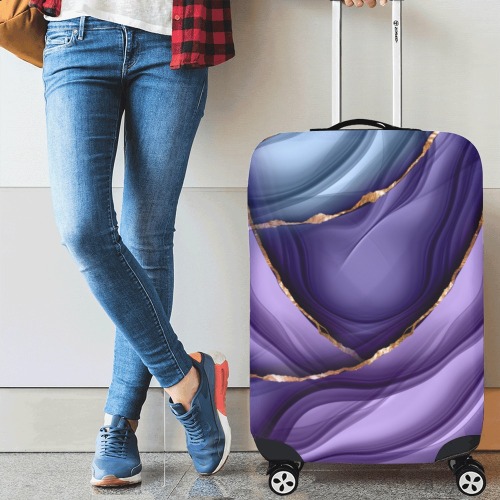 Medium Purple Waves Luggage Cover Luggage Cover/Medium 22"-25"