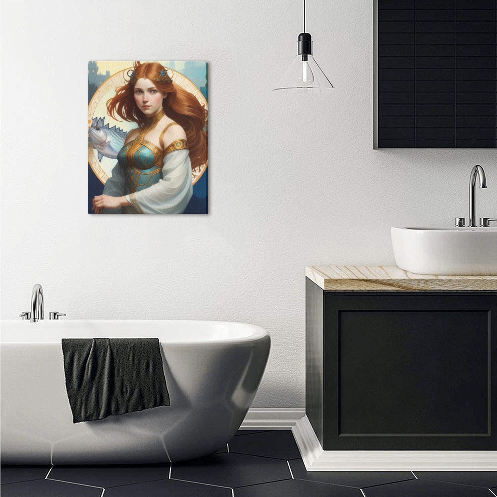 3 - Pisces zodiac fish water female Upgraded Canvas Print 11"x14"