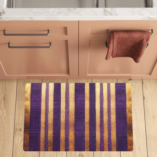violet and gold striped pattern Kitchen Mat 32"x20"