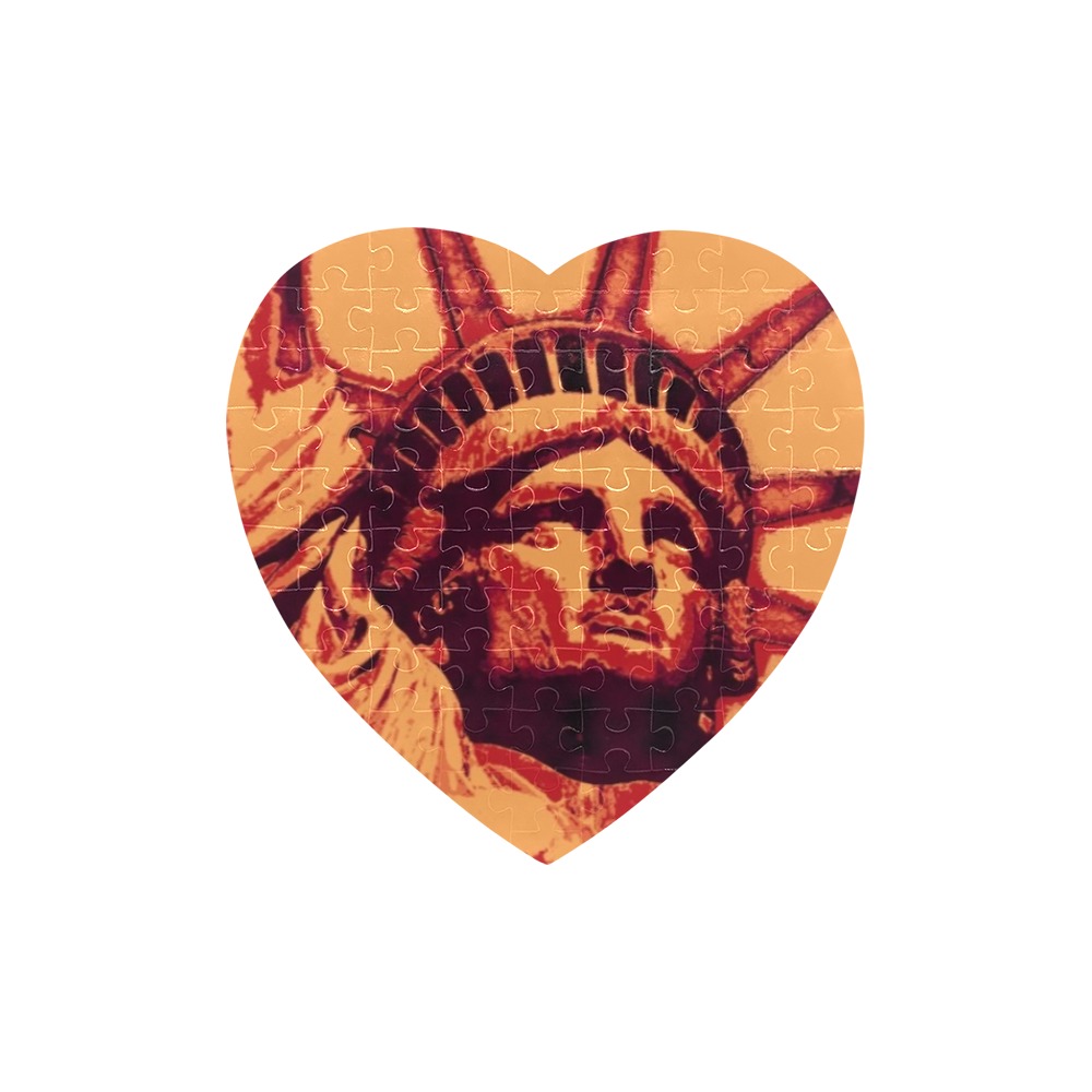 STATUE OF LIBERTY 3 Heart-Shaped Jigsaw Puzzle (Set of 75 Pieces)