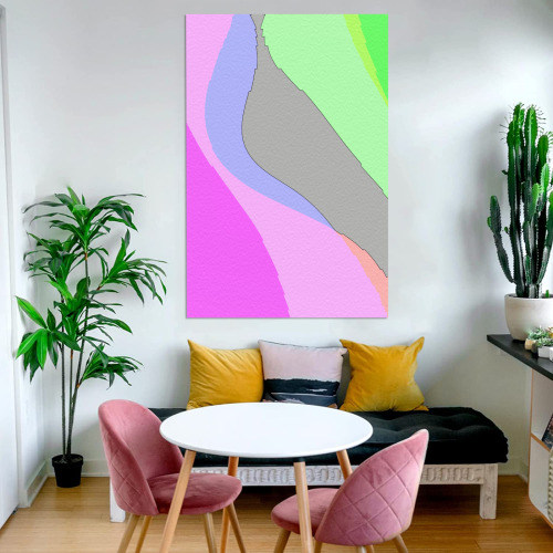Abstract 703 - Retro Groovy Pink And Green Frame Canvas Print 32"x48"