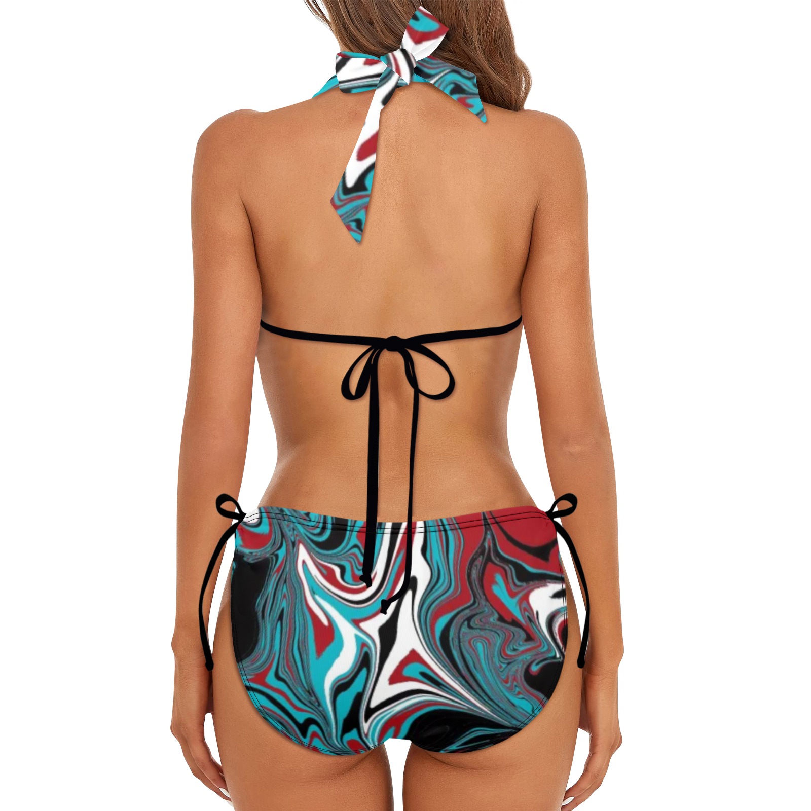Dark Wave of Colors Women's Halter Bikini Swimsuit (Model S48)