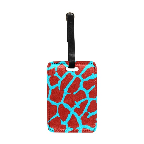 Giraffe Print Red Cyan Luggage Tag