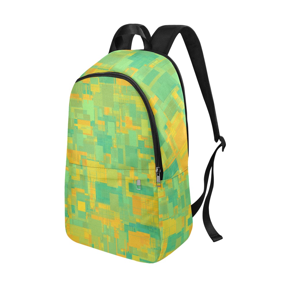 Random Shapes Pattern (Green/Yellow) Fabric Backpack for Adult (Model 1659)