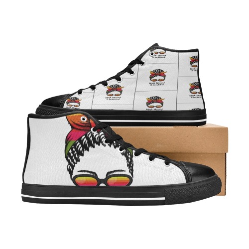 Graphic Women's Sneaks High Top Canvas Shoes for Kid (Model 017)