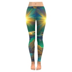 Celestial Swim Women's Low Rise Leggings (Invisible Stitch) (Model L05)