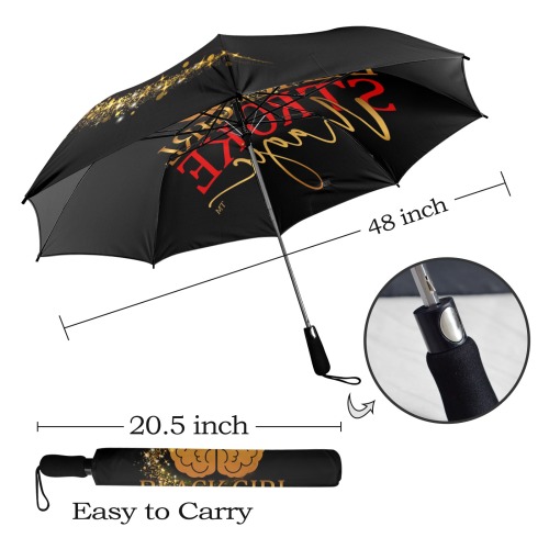 Black Girl Stroke Magic Umbrella Semi-Automatic Foldable Umbrella (Model U12)