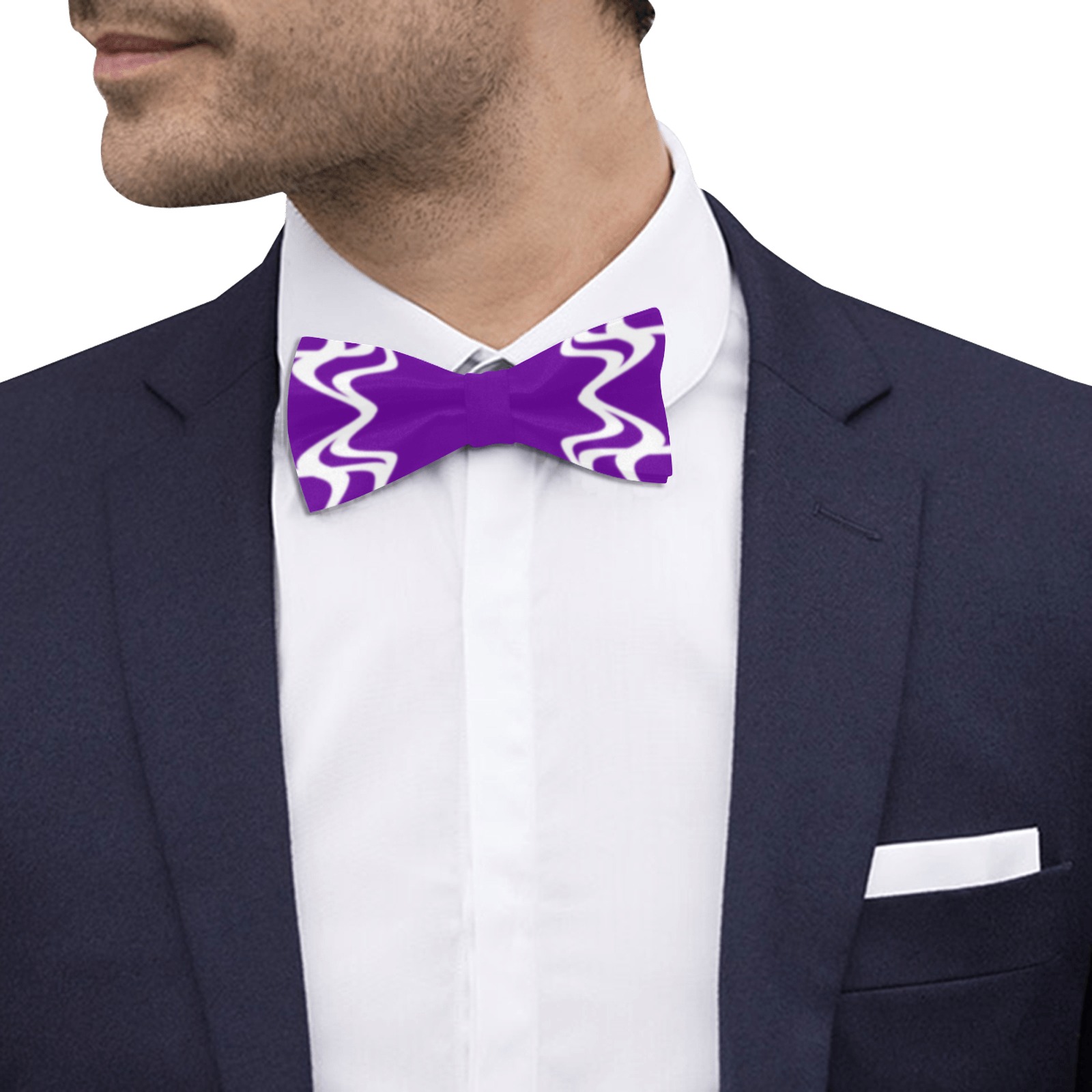 White Interlocking Triangles2 Starred purple Custom Bow Tie