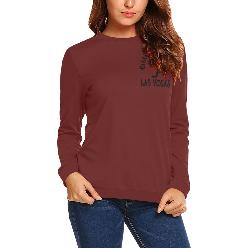 Charli Race sweatshirtMaroon All Over Print Crewneck Sweatshirt for Women (Model H18)