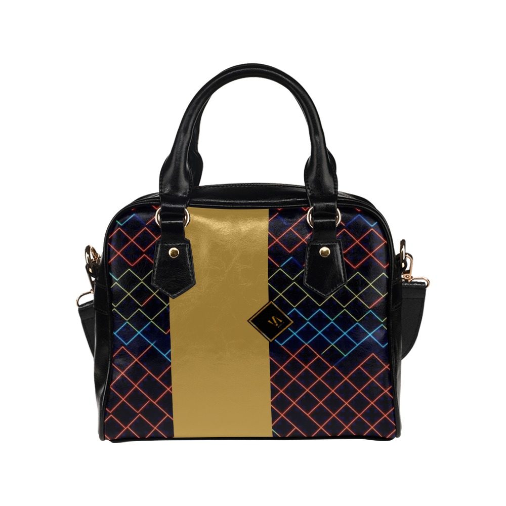 Classic black and brown handbag with abstract minimalistic pattern Shoulder Handbag (Model 1634)