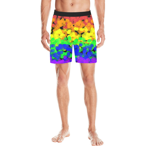 Gay Pride Bokeh Men's Mid-Length Pajama Shorts (Model L46)