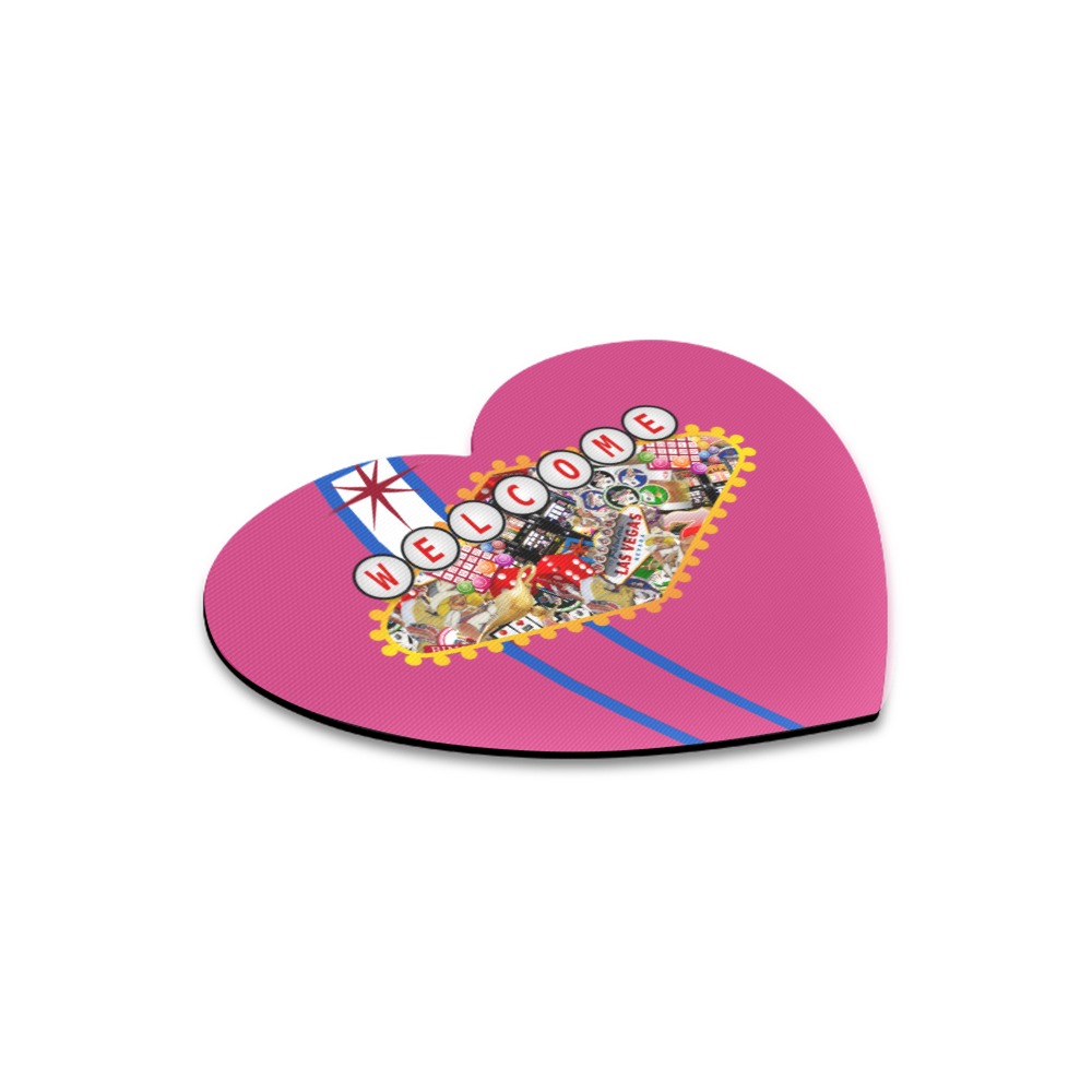 Las Vegas Icons Sign Gamblers Delight - Pink Heart-shaped Mousepad