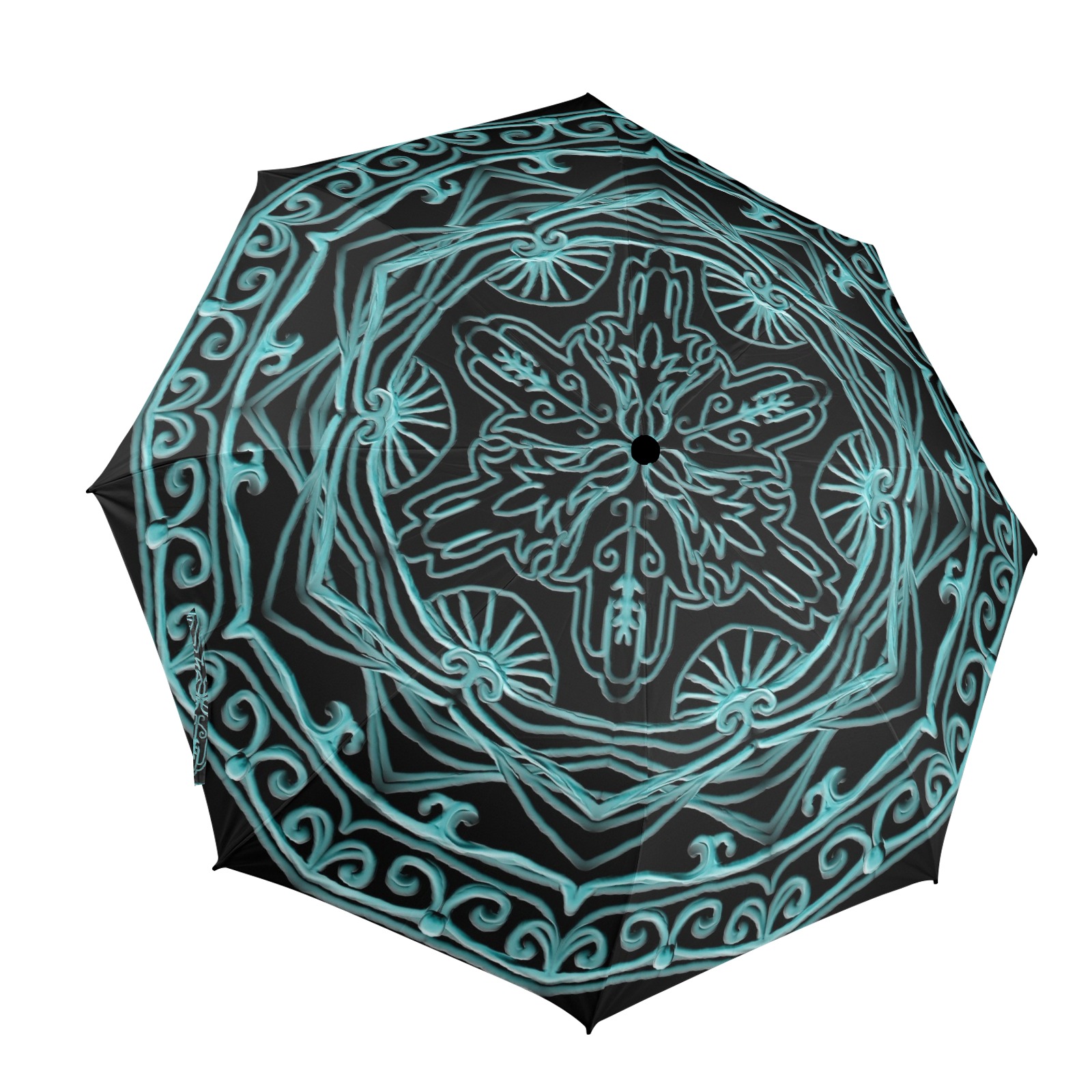 mandala 3D-9 turquoise Semi-Automatic Foldable Umbrella (Model U12)
