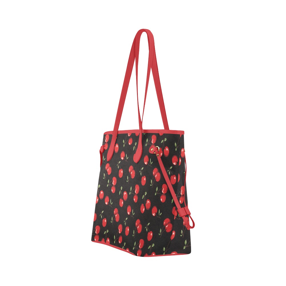 Cherry Bliss Canvas Tote Bag with Red Trim Clover Canvas Tote Bag (Model 1661)