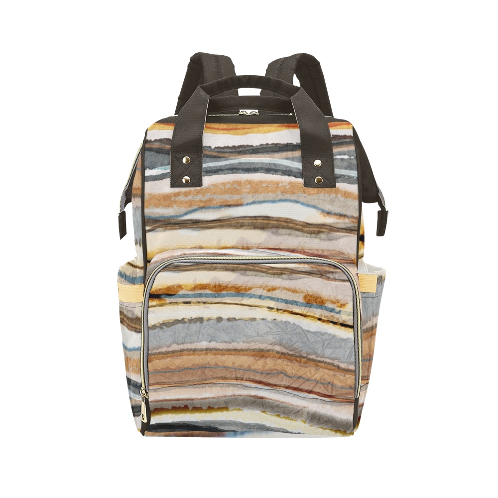 Abstract Agate Stripe Multi-Function Diaper Backpack/Diaper Bag (Model 1688)