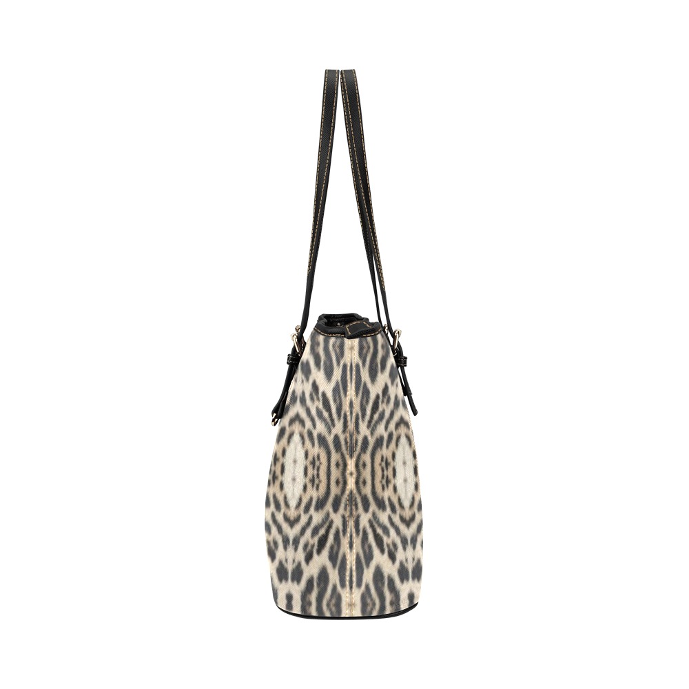 Skin Leopard Leather Tote Bag/Large (Model 1651)
