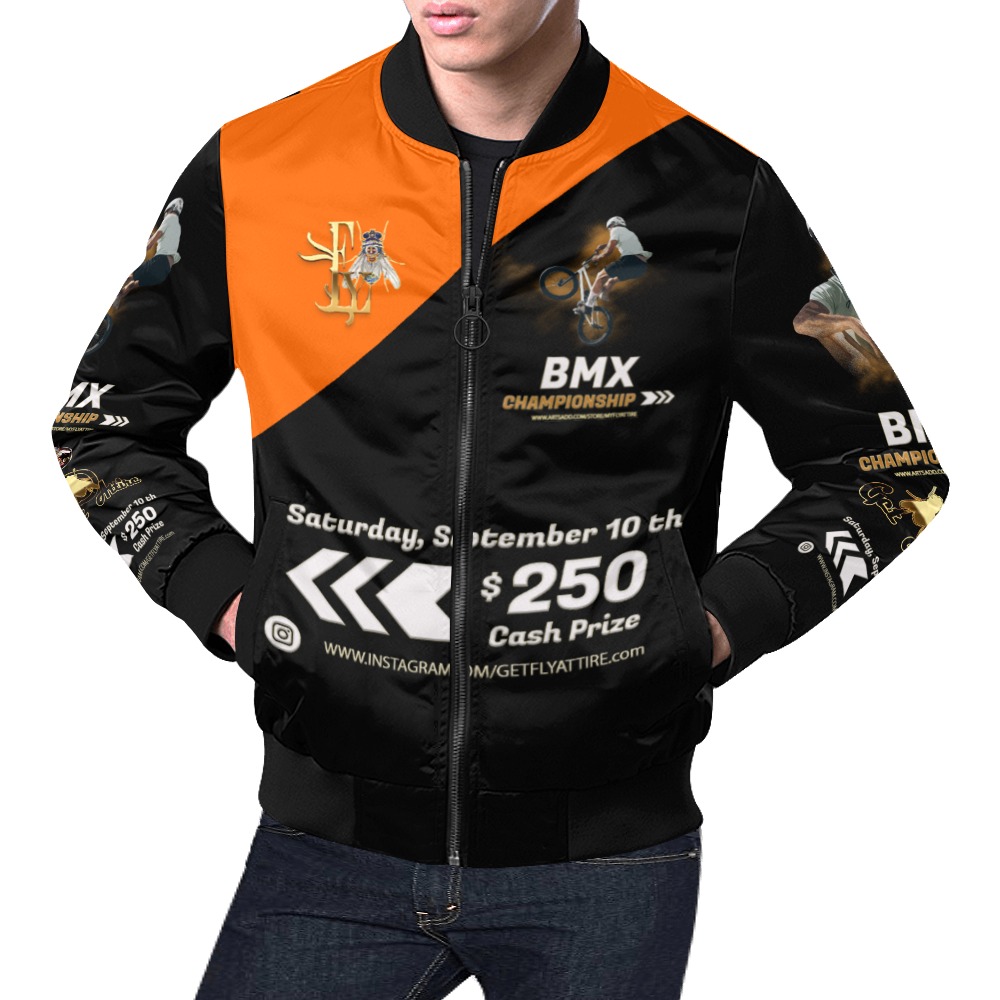 BMX Championship Collectable Fly All Over Print Bomber Jacket for Men (Model H19)