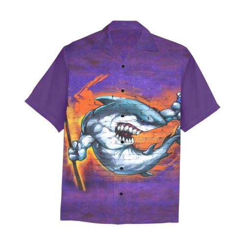 Graffiti Shark Wall Art Hawaiian Shirt with Chest Pocket (Model T58)
