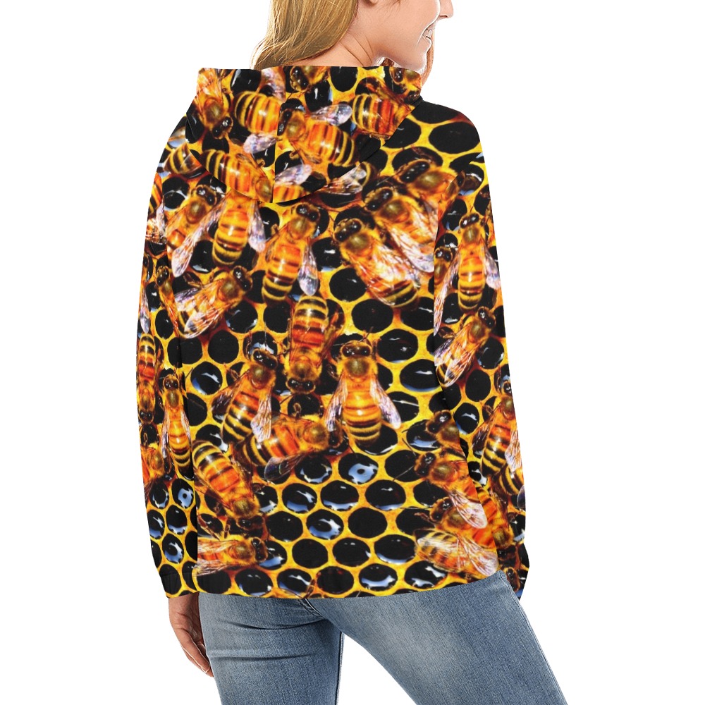 BEES All Over Print Hoodie for Women (USA Size) (Model H13)
