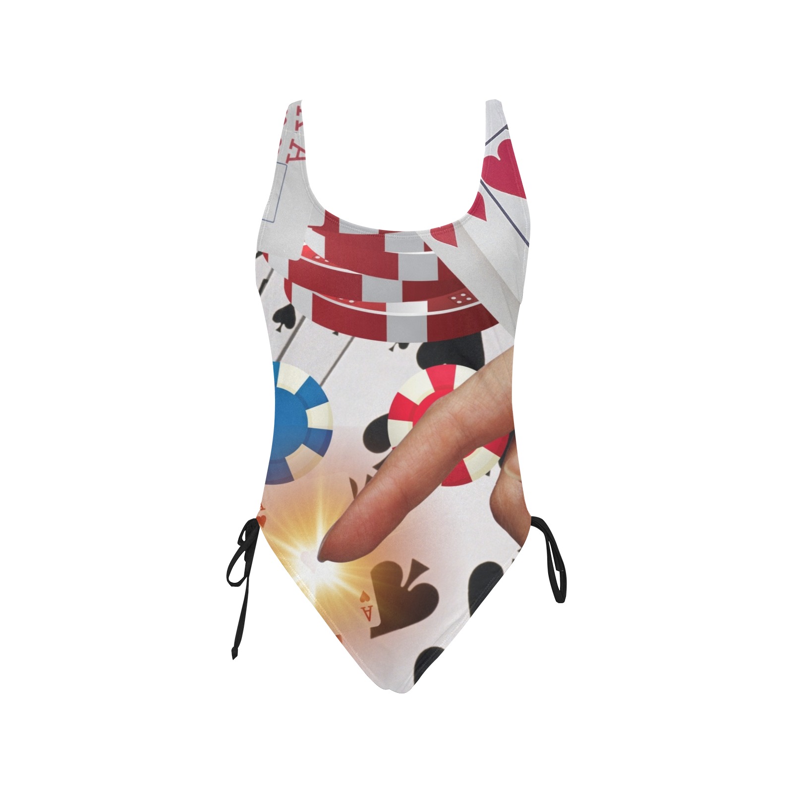 POKER NIGHT TOO Drawstring Side One-Piece Swimsuit (Model S14)