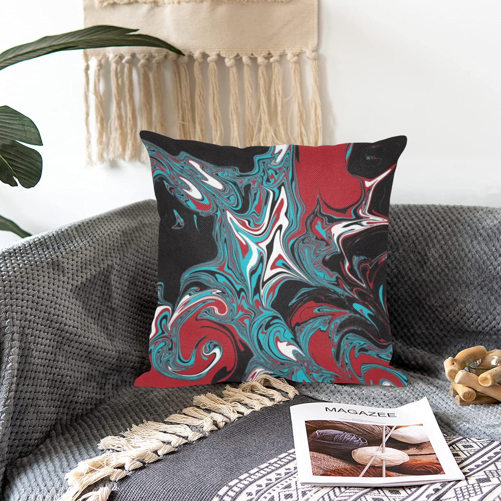 Dark Wave of Colors Linen Zippered Pillowcase 18"x18"(Two Sides)