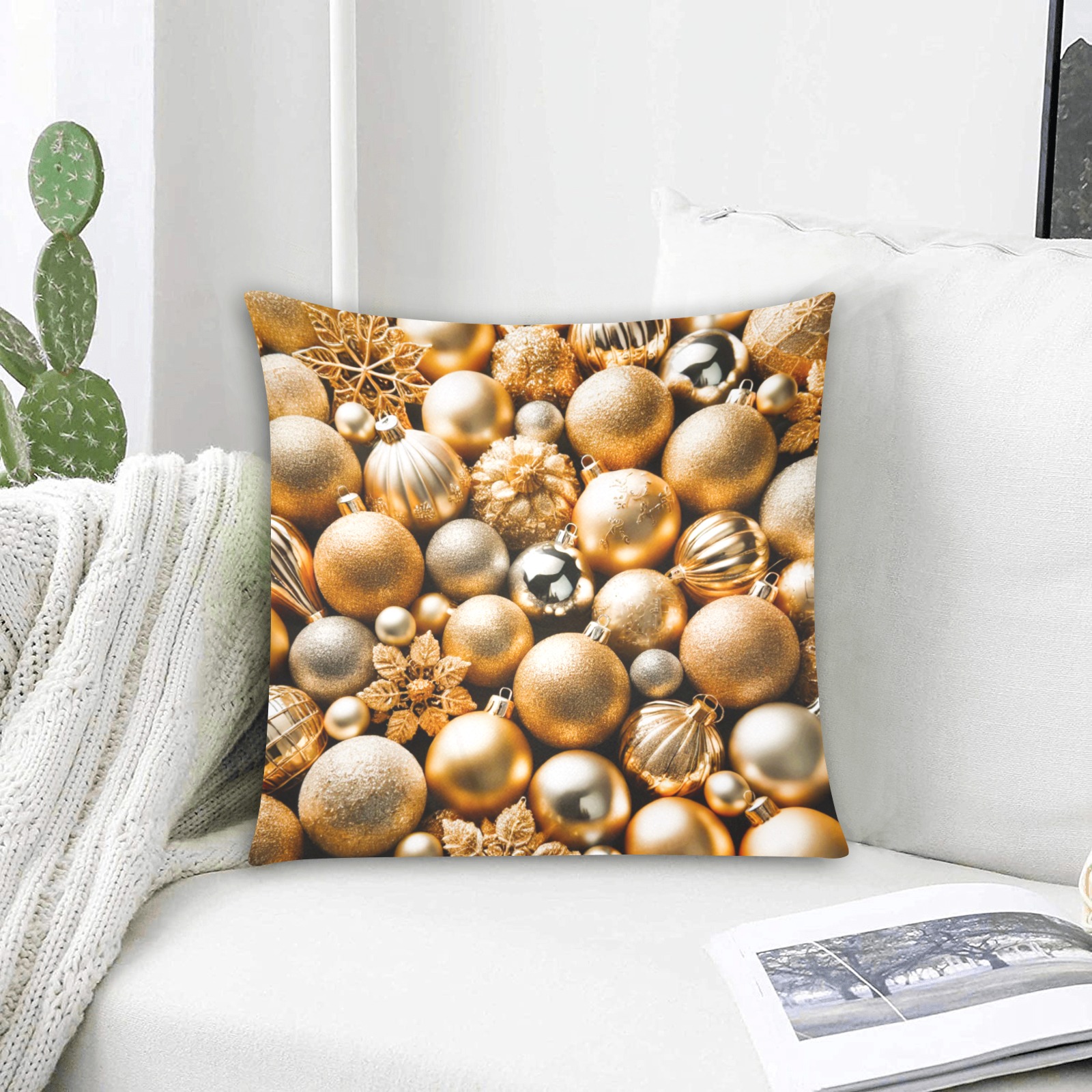 golden baubles Custom Zippered Pillow Cases 16"x16" (Two Sides)