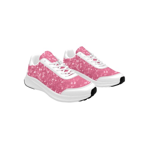 Magenta light pink red faux sparkles glitter Women's Mudguard Running Shoes (Model 10092)
