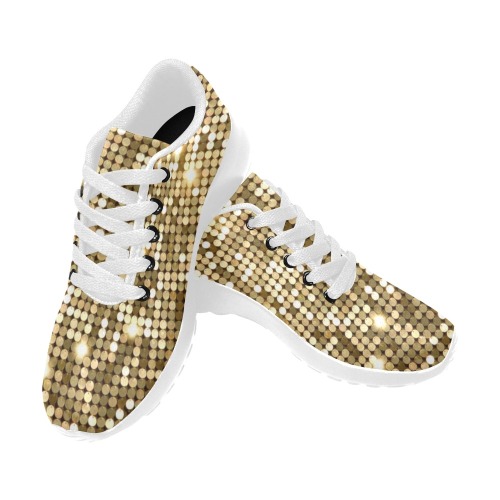 Golden Metallic Glitter Sparkles Sequins Men’s Running Shoes (Model 020)