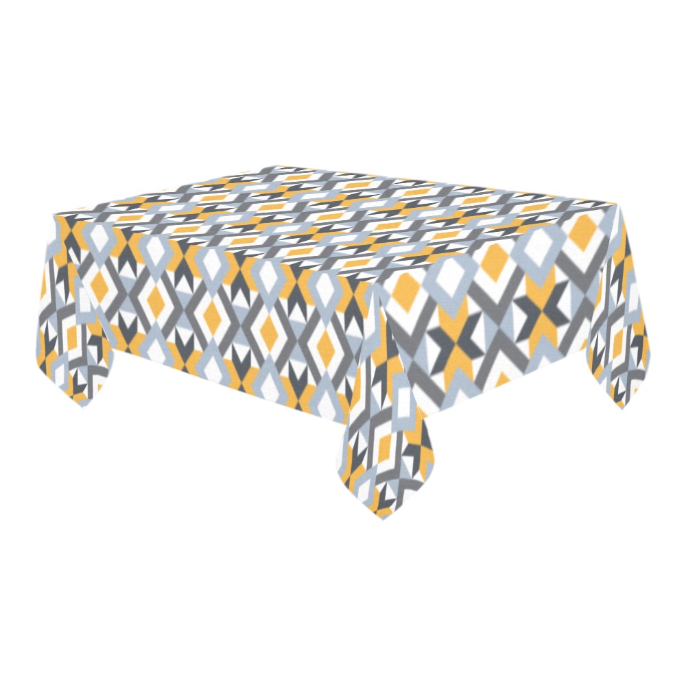 Retro Angles Abstract Geometric Pattern Cotton Linen Tablecloth 60" x 90"