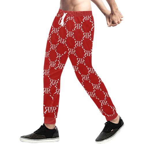 Rivera Royale Bevel on Red Men's All Over Print Sweatpants (Model L11)