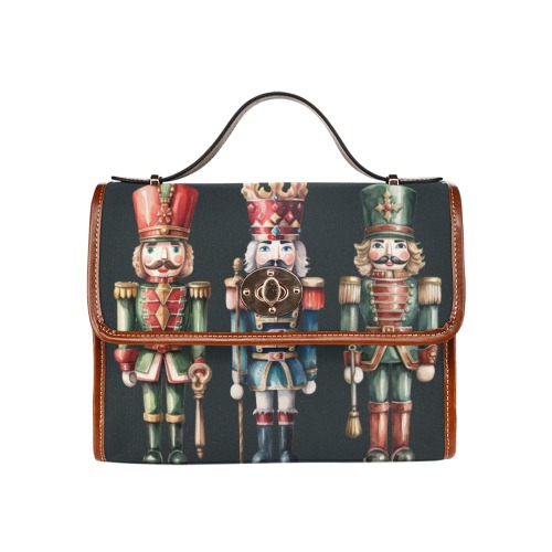 Nutcracker Handbag Waterproof Canvas Bag-Brown (All Over Print) (Model 1641)