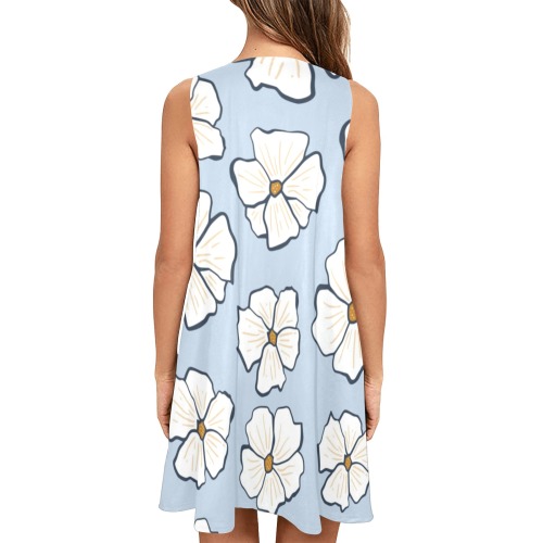 flowers Sleeveless A-Line Pocket Dress (Model D57)