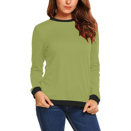 Green All Over Print Crewneck Sweatshirt for Women (Model H18)