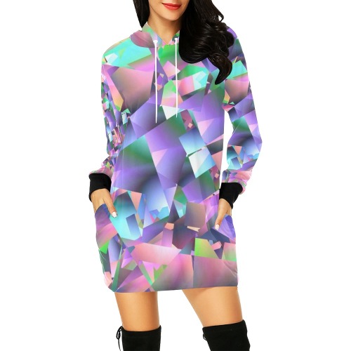 Scattered Pastel Fragments Abstract All Over Print Hoodie Mini Dress (Model H27)