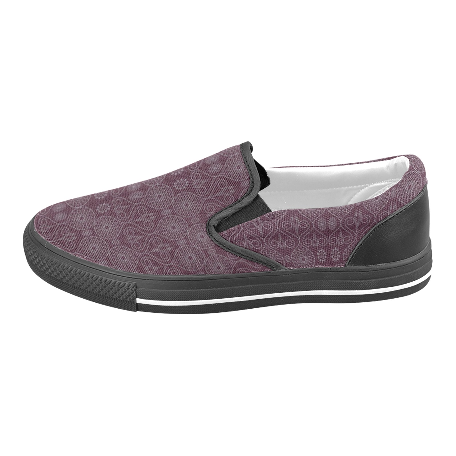 Wine fibrous textile octopus seeds patterned Men's Slip-on Canvas Shoes (Model 019)