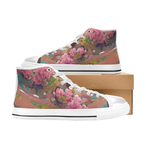 flowers 4 Women's Classic High Top Canvas Shoes (Model 017)