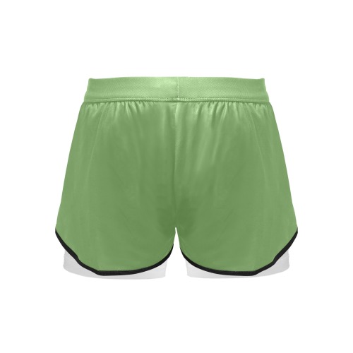 Green Approach Collection Women's Sports Shorts with Compression Liner (Model L63)