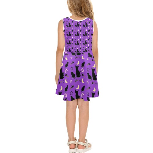 Cats and Witch Hats Girls' Sleeveless Sundress (Model D56)
