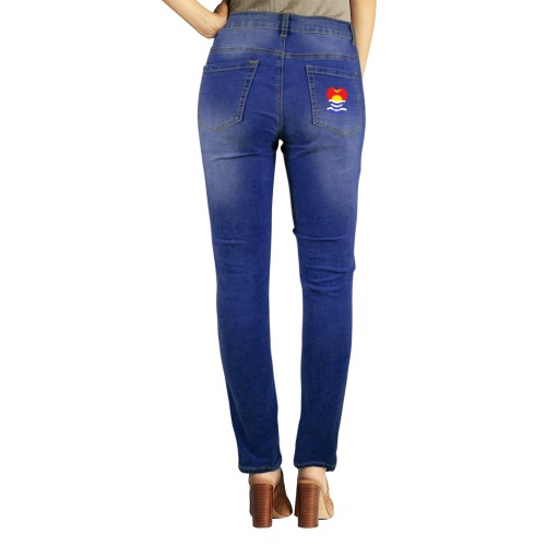 Kiribati Flag Heart Petal Icon Women's Jeans (Front&Back Printing)