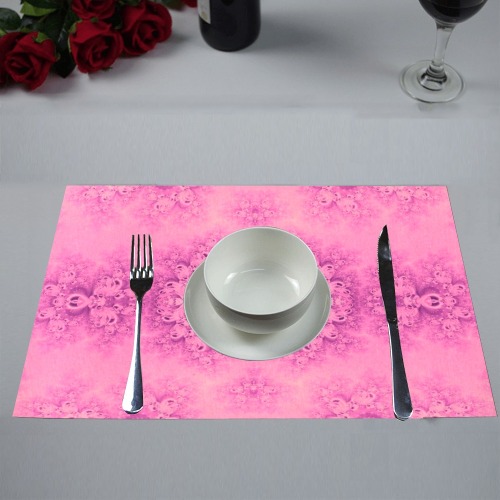 Pink Morning Frost Fractal Placemat 12’’ x 18’’ (Set of 6)