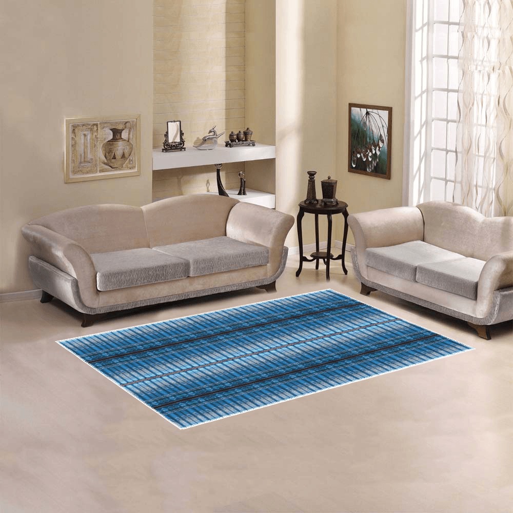 bright blue fabric pillar's repeating pattern Area Rug 5'x3'3''