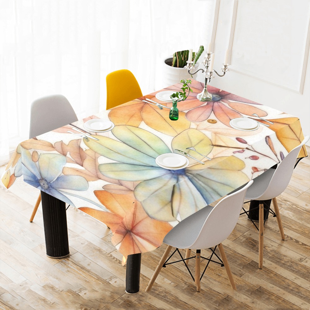 Watercolor Floral 2 Thickiy Ronior Tablecloth 104"x 60"