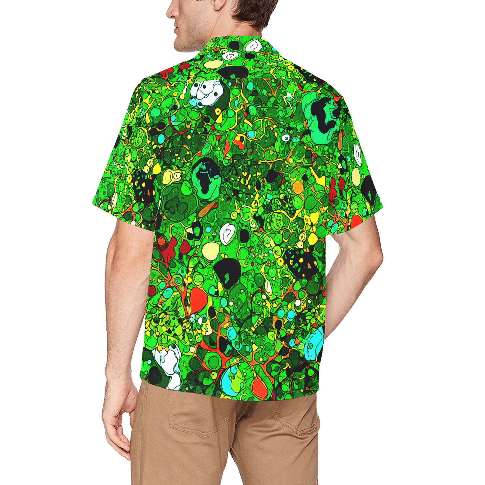 Green Abstract Art 409 Hawaiian Shirt with Chest Pocket (Model T58)